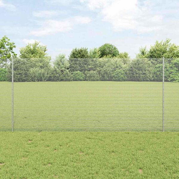 vidaXL Zaun mit Pfosten Silber 1,2 x 50 m Stahl