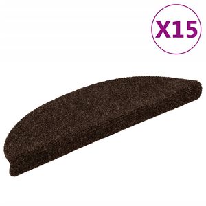 vidaXL Stufenmatten Selbstklebend 15 Stk. 56x17x3 cm Braun Halbrund