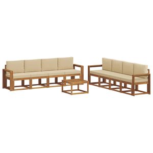 vidaXL Outdoor-Sofagarnitur 9 pcs Natur und Beige Massivholz Akazie