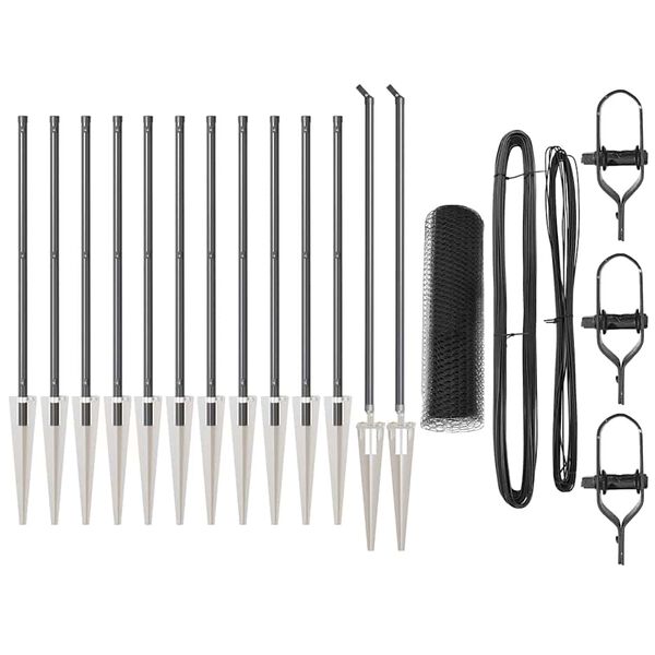 vidaXL Zaunpfosten Grau 25 x 0,6 m (25 mm Maschenweite) Stahl und PVC