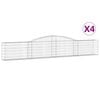 vidaXL Gabionen mit Hochbogen 4 Stk. 400x30x60/80 cm Verzinktes Eisen