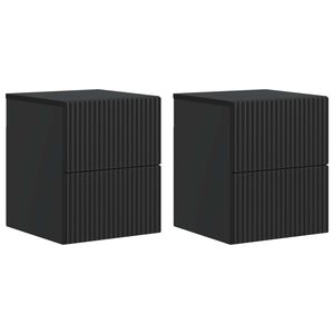 vidaXL Wandmontierter Nachttisch 2 pcs Schwarz 33 x 34,5 x 40 cm