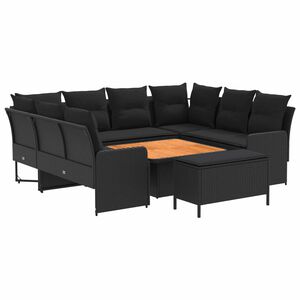 vidaXL M&ouml;belsets mit Kissen 7 pcs Schwarz PE-Rattan