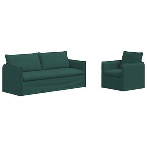 vidaXL Sofa 2 pcs Dunkelgr&uuml;n 196 x 82 x 85 cm Stoff