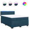 vidaXL Boxspringbett mit Matratze Blau 160x200 cm Samt