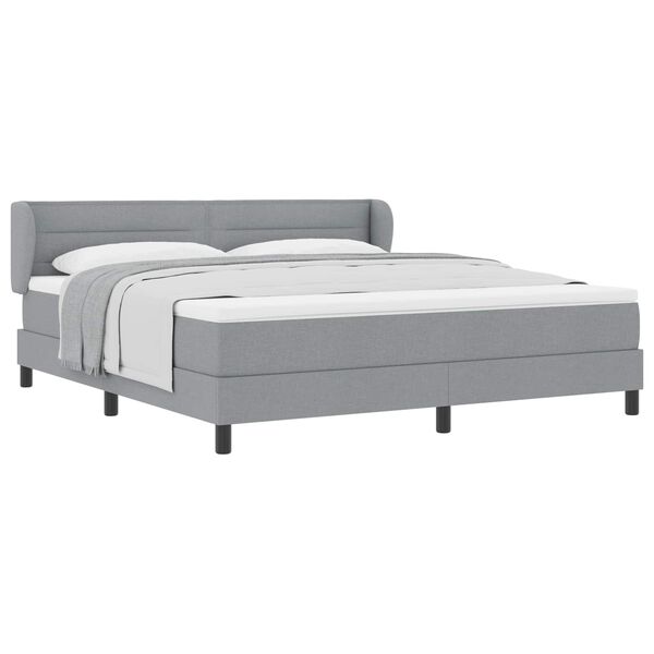 vidaXL Boxspringbett mit Matratze Hellgrau 180 x 200 cm Stoff