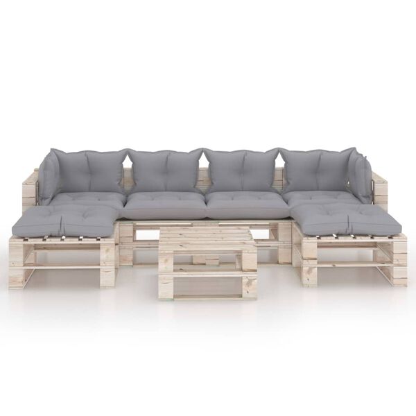 vidaXL 7-tlg. Garten-Lounge-Set aus Paletten mit Kissen Kiefernholz