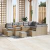 vidaXL Gartensofa-set mit Kissen mit Speicher 12 pcs Beige Poly Rattan