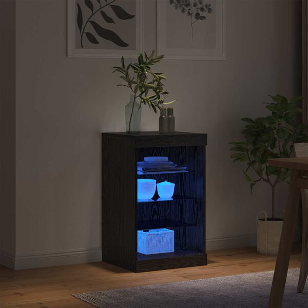 vidaXL LED-Sideboard Schwarz Eichen-Optik 41 x 37 x 67 cm