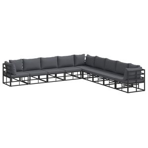 vidaXL Gartensofa-set mit Kissen 9 pcs Schwarz Aluminium