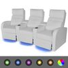 vidaXL Relaxsessel 3-Sitzer mit LED Kunstleder Wei&szlig;