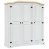 vidaXL Kleiderschrank Mexiko-Stil Kiefernholz 3 T&uuml;ren Wei&szlig;