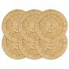 vidaXL Tischsets 6 Stk. Natur 38 cm Rund Jute