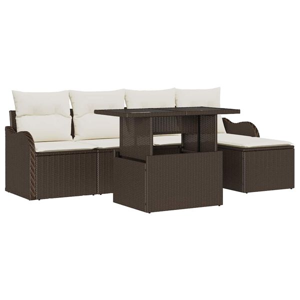 vidaXL Gartensofa-set mit Kissen 6 pcs Braun Polyrattan