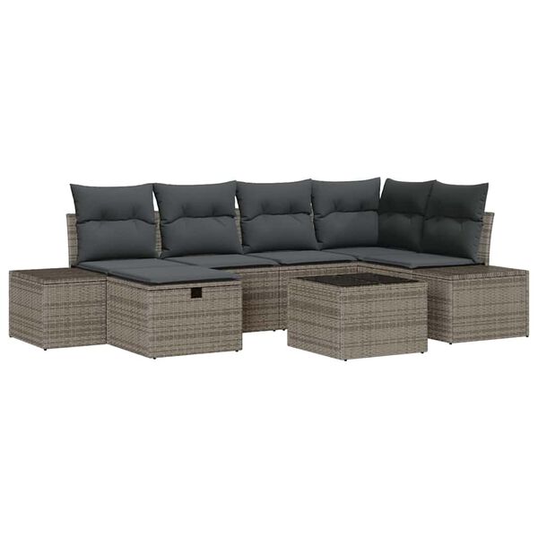 vidaXL Sofa Set mit Kissen 7 pcs Poly-Rattan