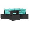 vidaXL Gartensofa-set 6 stk. 4-Sitzanzahl Schwarz und Blau Poly-Rattan