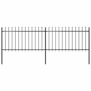 vidaXL Gartenzaun mit Speerspitze Stahl 359 x 100 cm Schwarz