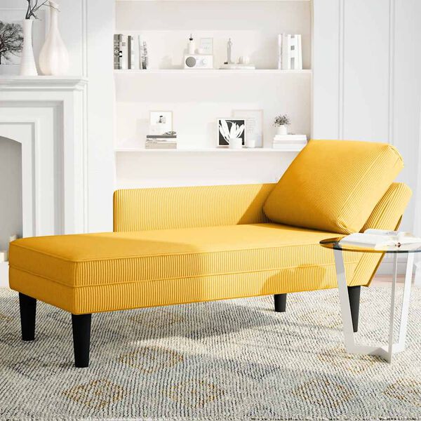 vidaXL Chaiselongue mit Kissen Hellgelb Cordstoff