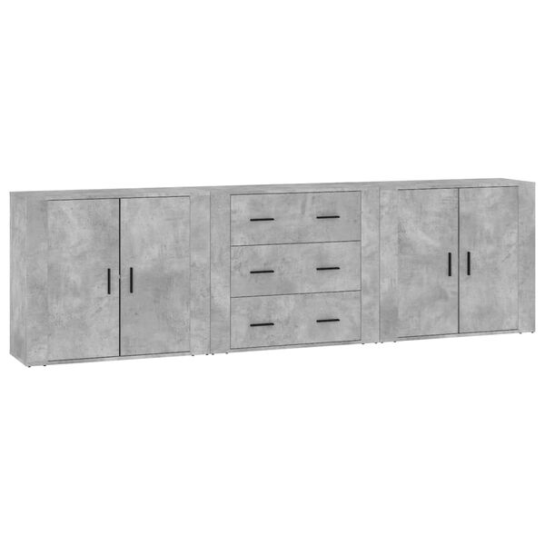 vidaXL Sideboards 3 Stk. Betongrau Holzwerkstoff
