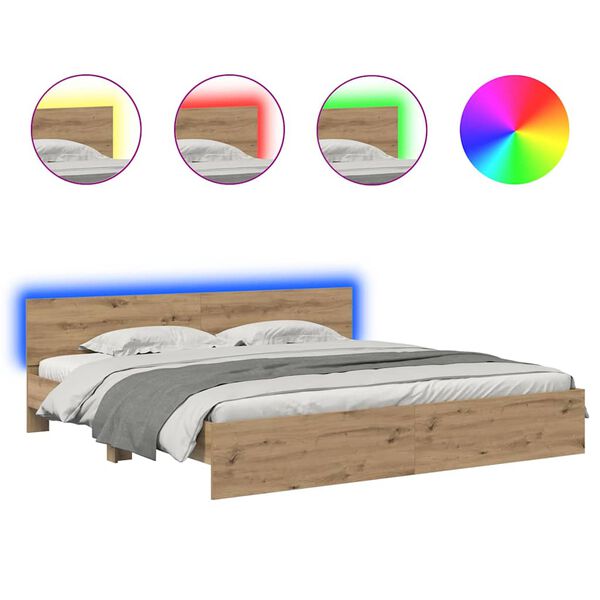 vidaXL Bettrahmen Artisan-Eiche 200 x 200 cm Holzwerkstoff