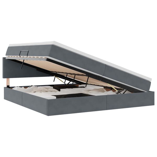vidaXL Aufbewahrungsbett mit Matratze Dunkelgrau 200 x 200 cm Samt