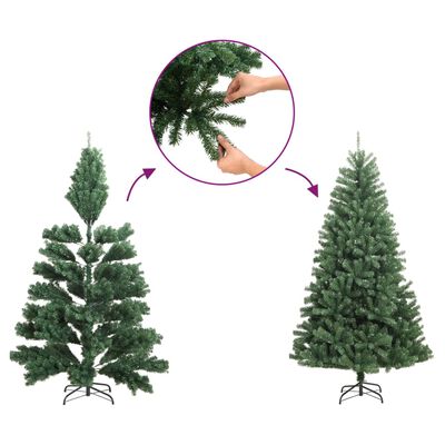 vidaXL Künstlicher Eck-Weihnachtsbaum Grün 210 cm PVC