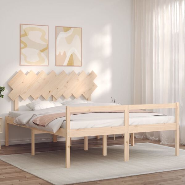 vidaXL Seniorenbett mit Kopfteil 160x200 cm Massivholz