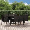 vidaXL 9-tlg. Garten-Essgruppe mit Kissen Schwarz Poly Rattan