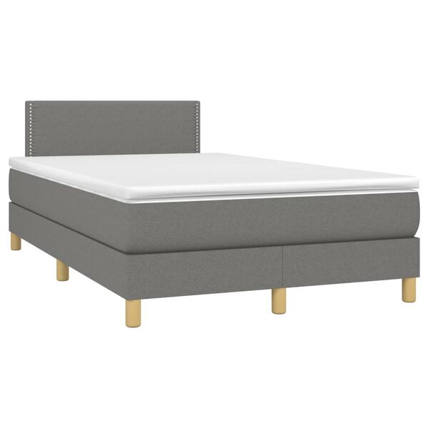 vidaXL Boxspringbett mit Matratze & LED Dunkelgrau 120x190 cm Stoff