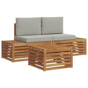 vidaXL Outdoor-Sofagarnitur 3 stk. 2-Sitzer Natur und Hellgrau