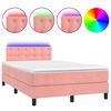 vidaXL Boxspringbett mit Matratze & LED Rosa 120x200 cm Samt