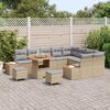 vidaXL Garten-Sofa-Set mit Kissen mit Speicher Beige Poly Rattan