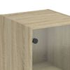 vidaXL Highboard mit Glast&uuml;r Sonoma-Eiche 35x37x142 cm