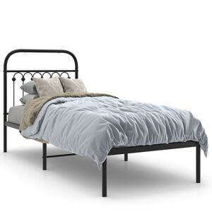 vidaXL Bettgestell mit Kopfteil Metall Schwarz 75x190 cm