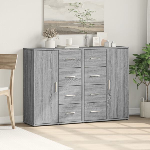 vidaXL Sideboards 2 Stk. Grau Sonoma 60x31x84 cm Holzwerkstoff