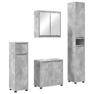 vidaXL Badezimmerm&ouml;bel-Set mit Regal 4 pcs Beton Grau Holzwerkstoff