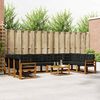 vidaXL Outdoor-Sofagarnitur mit Kissen 11 pcs Nat&uuml;rlich und Schwarz