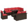 vidaXL 9-tlg. Garten-Sofagarnitur mit Kissen Braun Poly Rattan Akazie