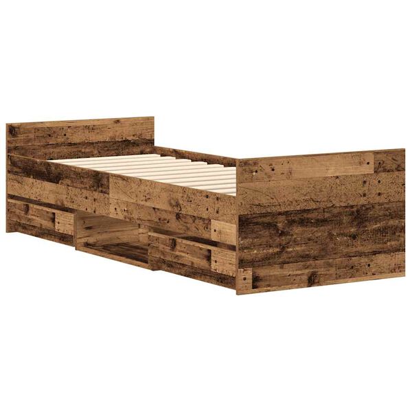 vidaXL Bettgestell ohne Matratze Altholz-Optik 100x200cm Holzwerkstoff