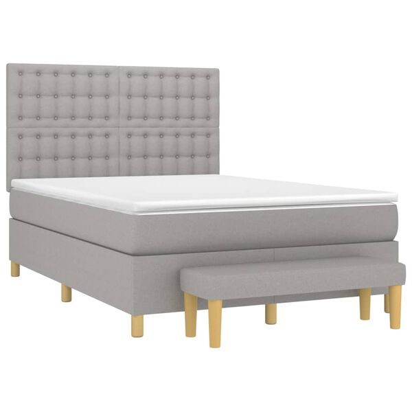 vidaXL Boxspringbett mit Matratze Hellgrau 140x190 cm Stoff