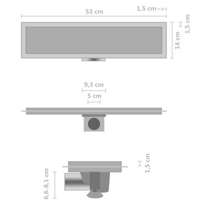 vidaXL Duschablauf 2-in-1 Abdeckung 53×14 cm Edelstahl