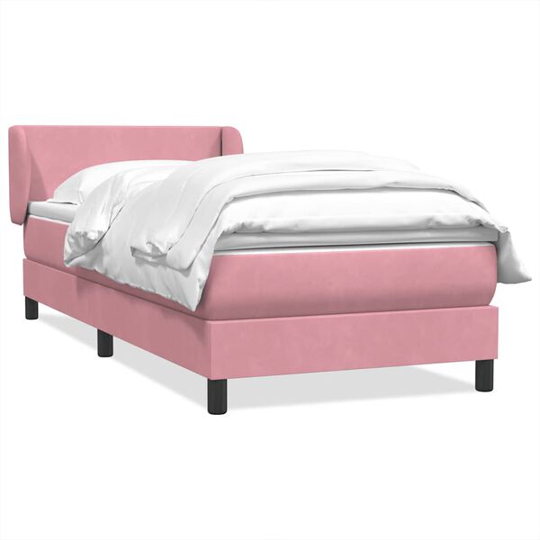 vidaXL Boxspringbett mit Matratze Rosa 90x220 cm Samt