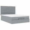 vidaXL Ottoman-Bett mit Matratze & LEDs Hellgrau 140x190 cm Stoff