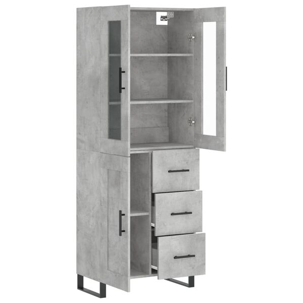 vidaXL Highboard Betongrau 69,5x34x180 cm Holzwerkstoff
