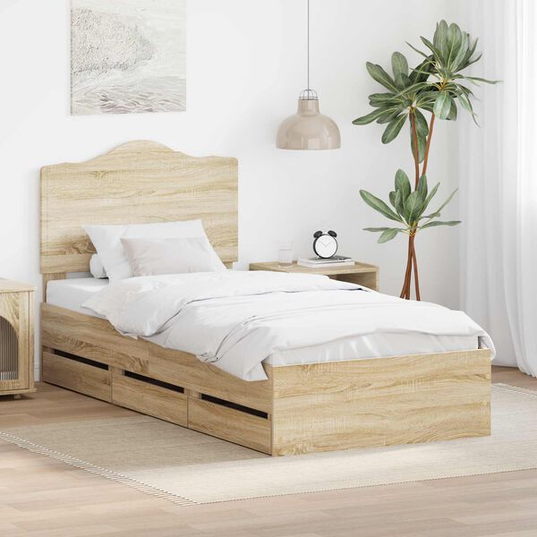 vidaXL Bettrahmen Sonoma-Eiche 90 x 200 cm Ingenieurs Holz
