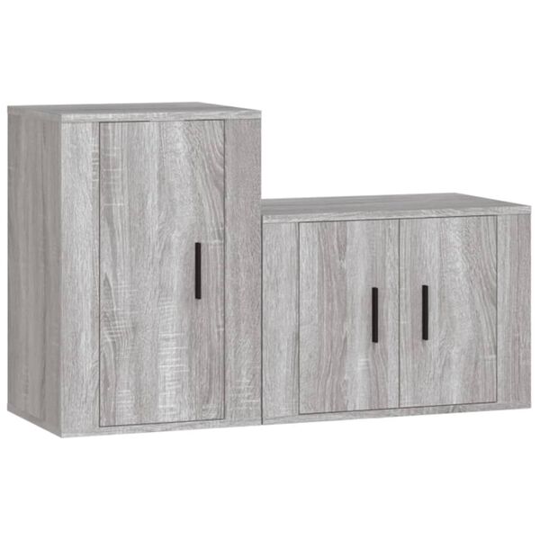 vidaXL 2-tlg. TV-Schrank-Set Grau Sonoma Holzwerkstoff