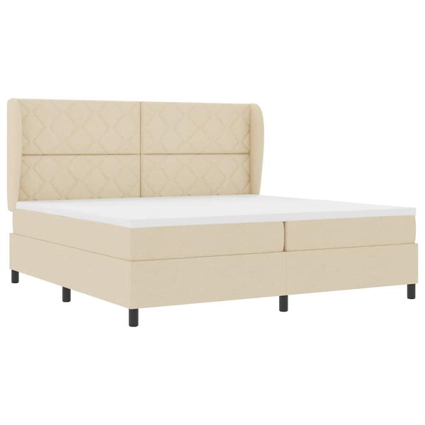 vidaXL Boxspringbett mit Matratze Creme 200 x 200 cm Stoff