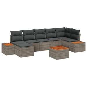 vidaXL Gartensofa-set mit Kissen mit Speicher 8 pcs Grau Polyrattan