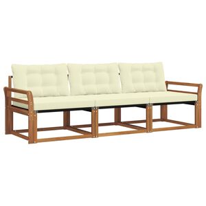 vidaXL Outdoor-Sofagarnitur mit Kissen 3 pcs Natur und Creme