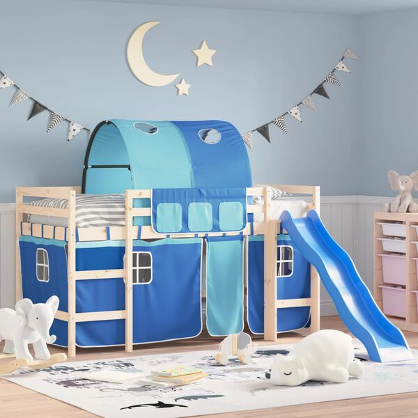 vidaXL Vorh&auml;nge f&uuml;r Hochbett mit Tunnel Blau Polyester